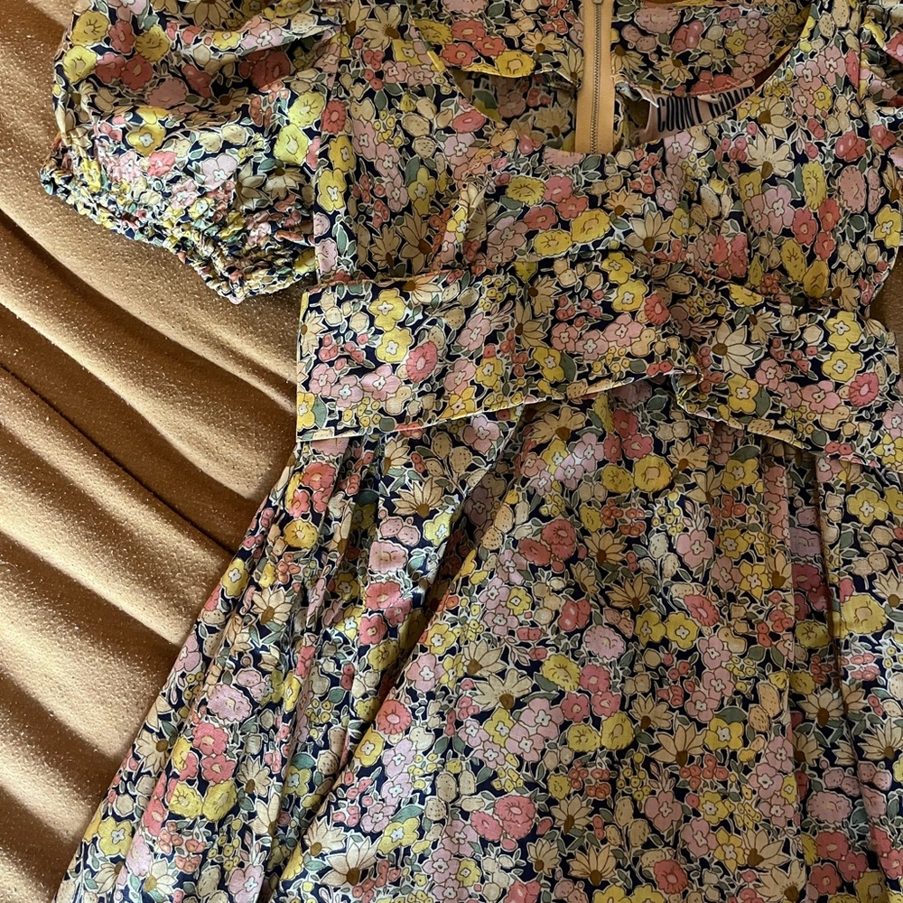 Floral Vintage Countdown Dress with Pink and Yellow Accents